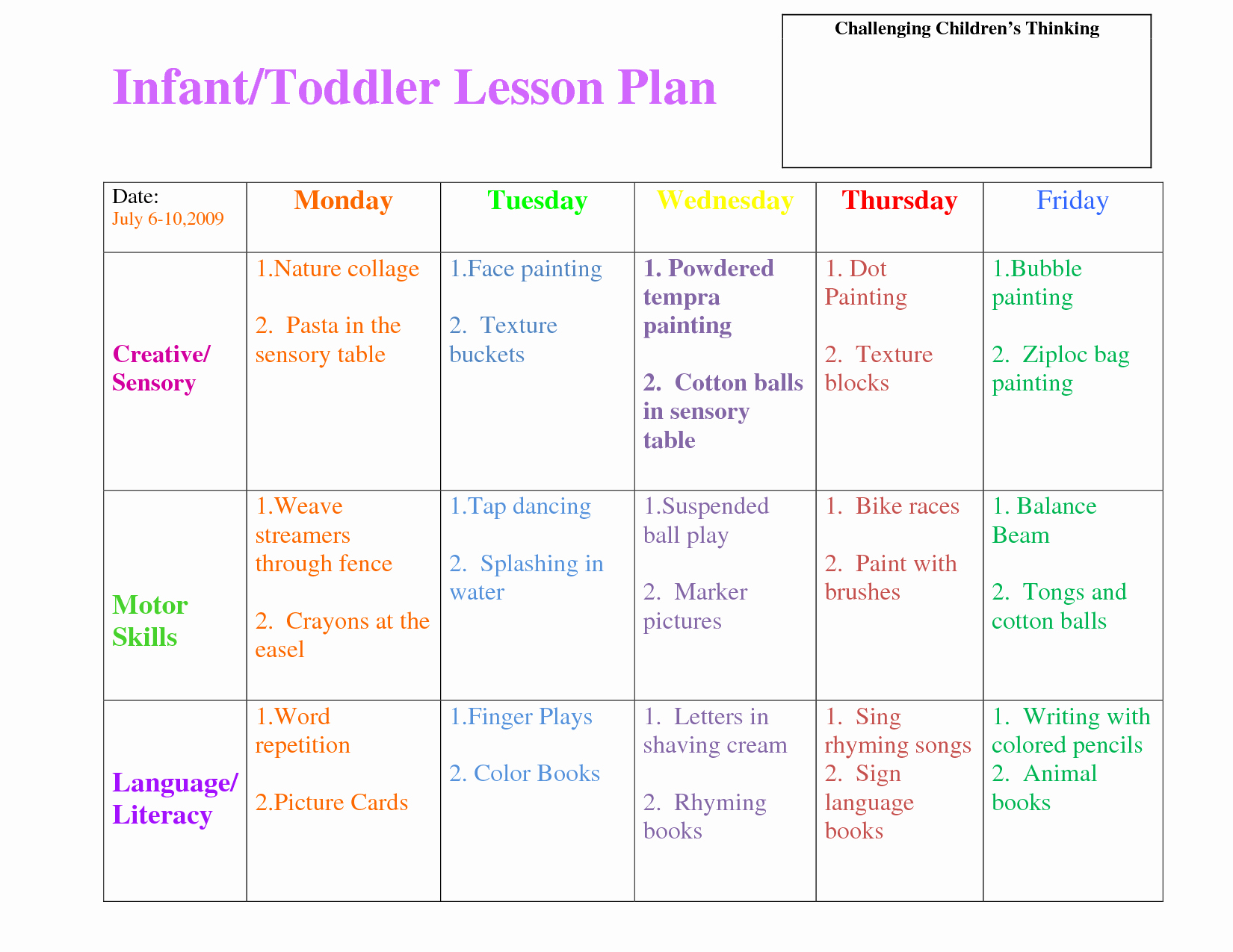 Lesson Plans for toddlers Template Elegant Lesson Plan forms On Pinterest