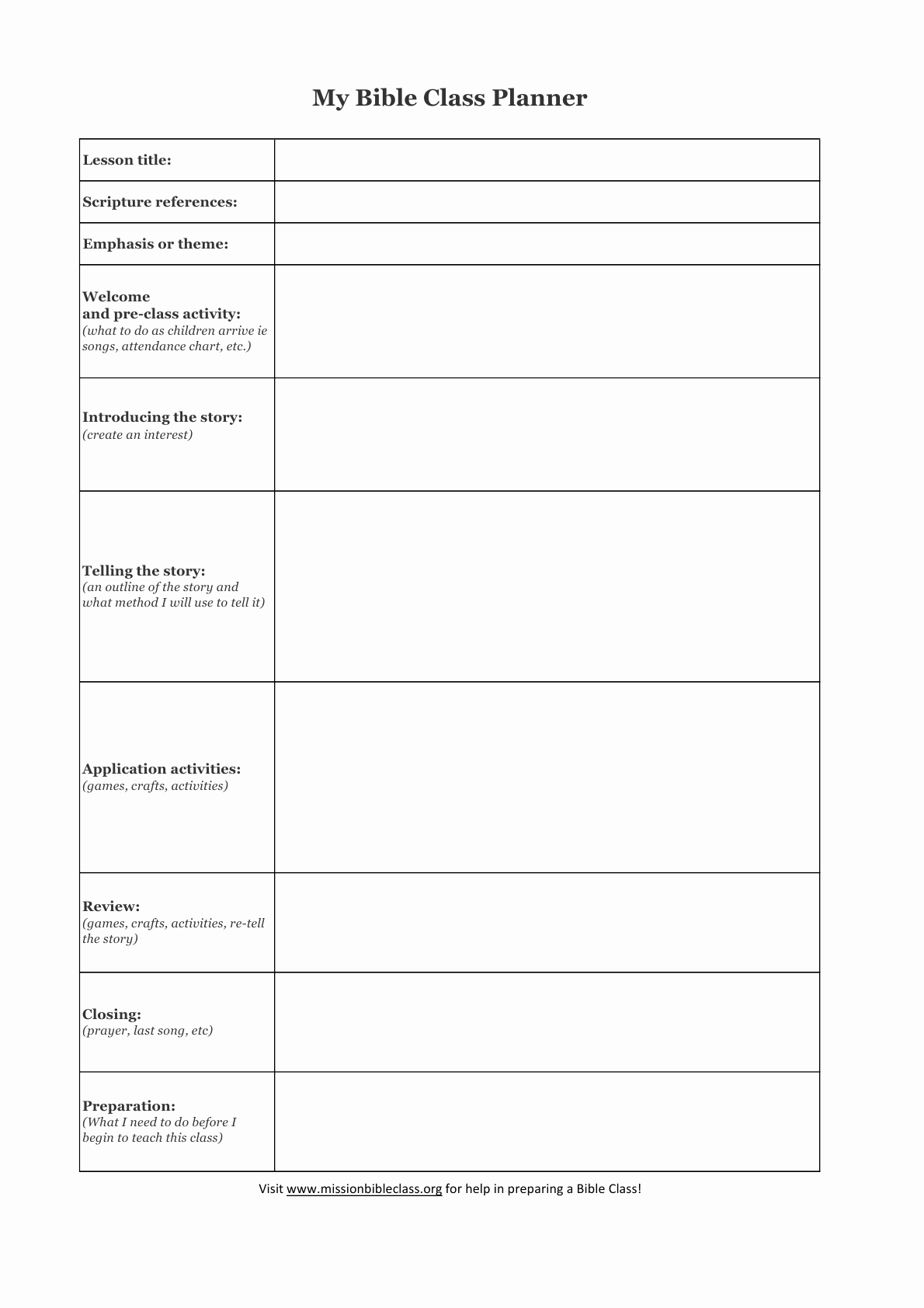 Lesson Plans for toddlers Template Fresh Blank Lesson Plan Templates to Print