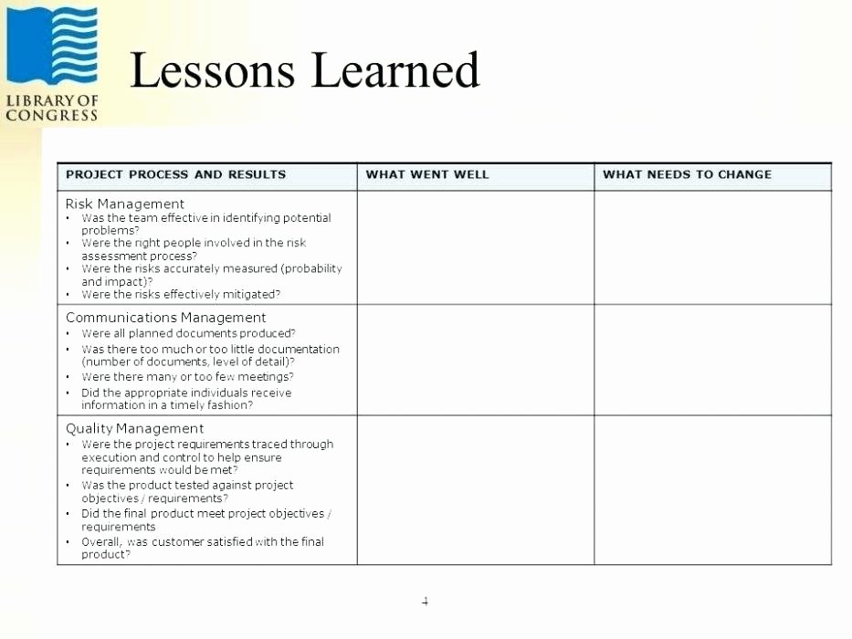 Lessons Learned Project Management Template Beautiful It Project Lessons Learned Template – Edmontonhomes