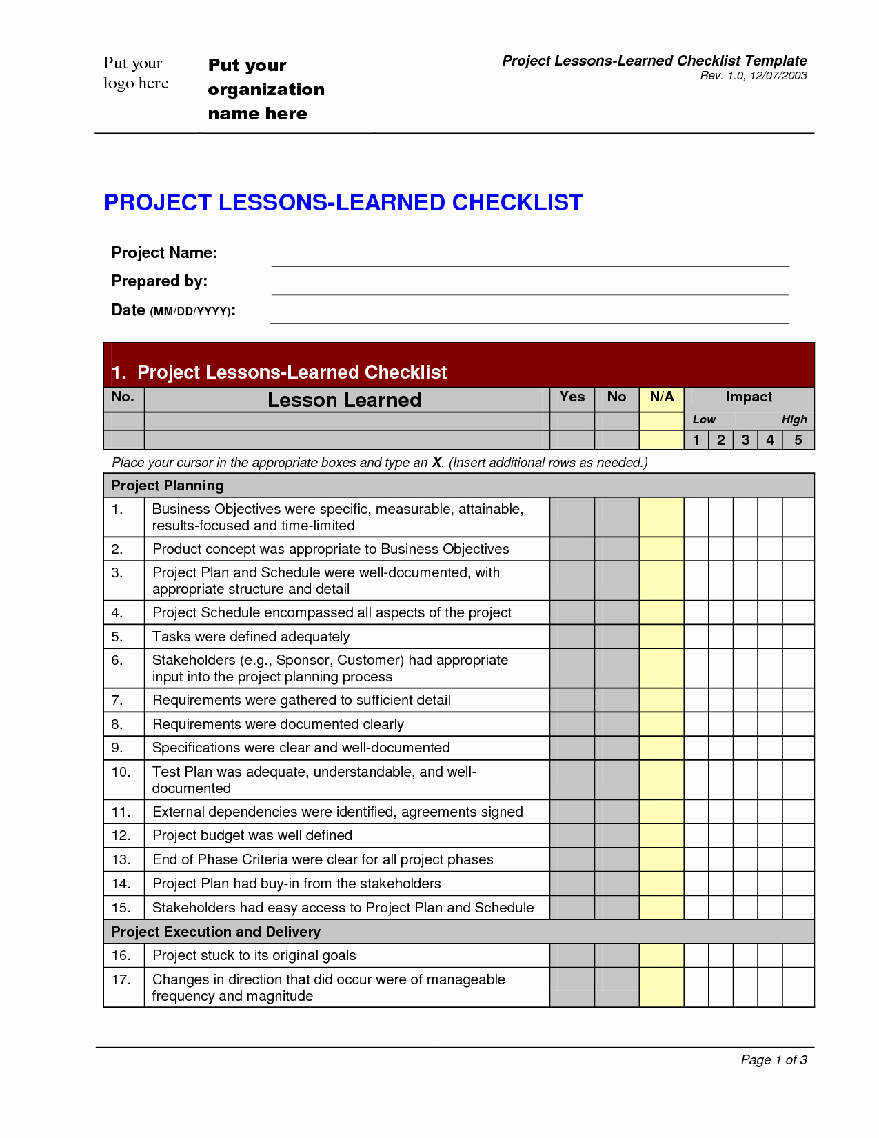 Lessons Learned Project Management Template Best Of Lessons Learned Template