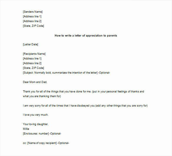 Letter to Parent Template Awesome Thank You Letter to Parents 10 Free Sample Example