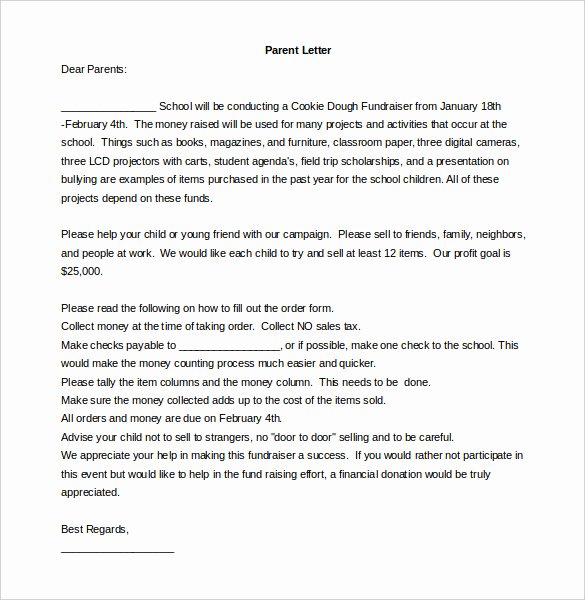 Letter to Parent Template Luxury Fundraising Letter Template – 7 Free Word Pdf Documents