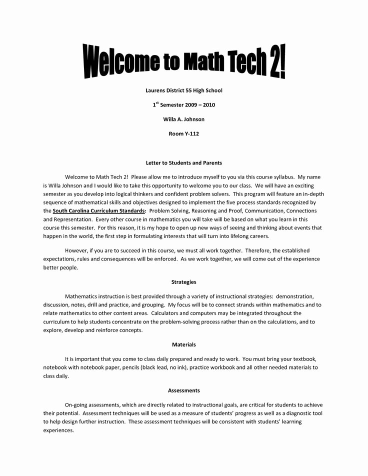 Letter to Parent Template Luxury Teacher Introduction Letter High Schools and Teaching On