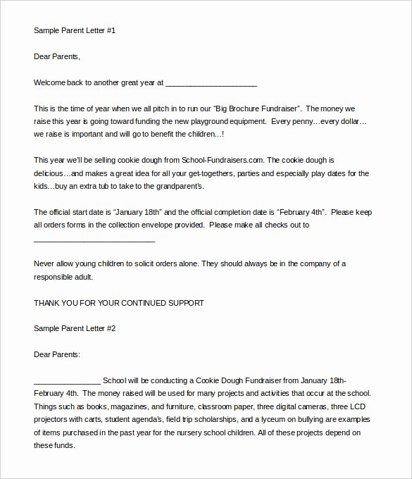 Letter to Parent Template New 9 Fundraising Letter Templates Free Sample Example
