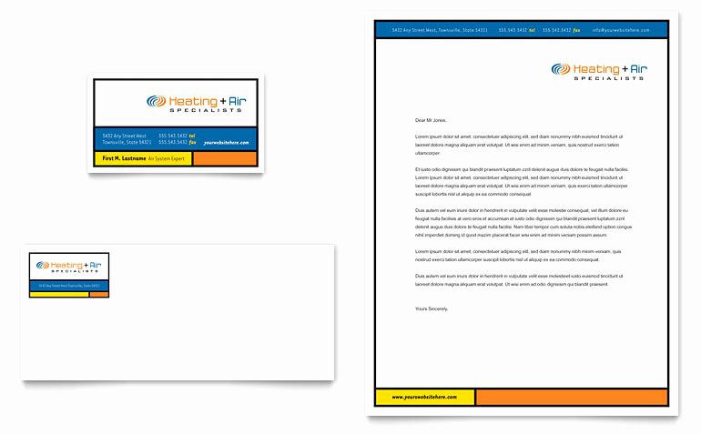 Letterhead Template Microsoft Word Luxury Heating &amp; Air Conditioning Business Card &amp; Letterhead
