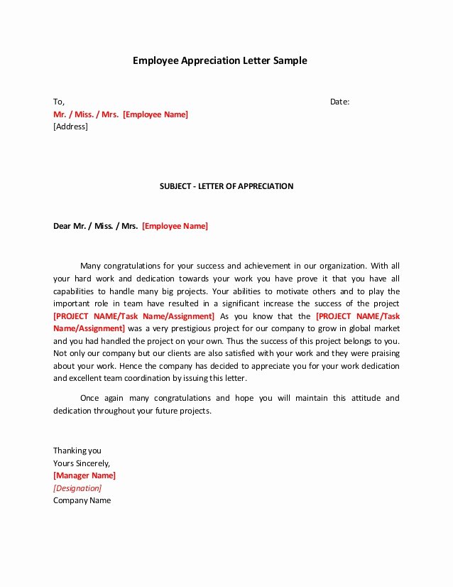 Letters Of Appreciation Template Awesome 10 Sample Appreciation Letters Sample Letters Word