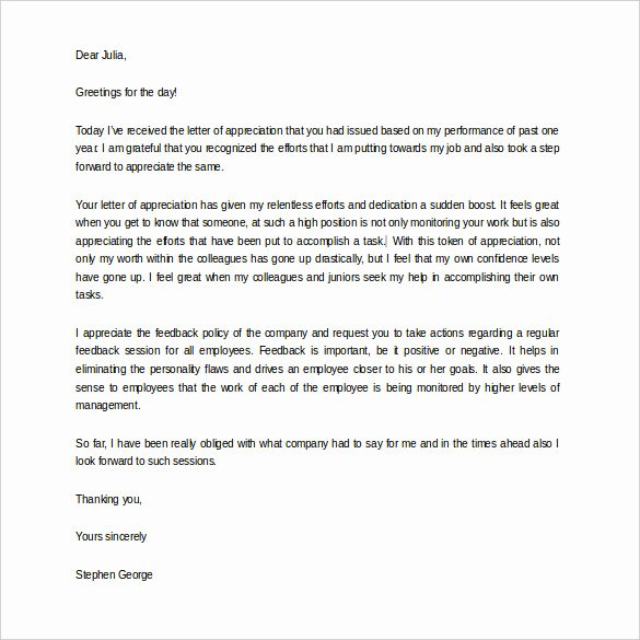 Letters Of Appreciation Template Elegant Thank You Letter for Appreciation – 10 Free Word Excel