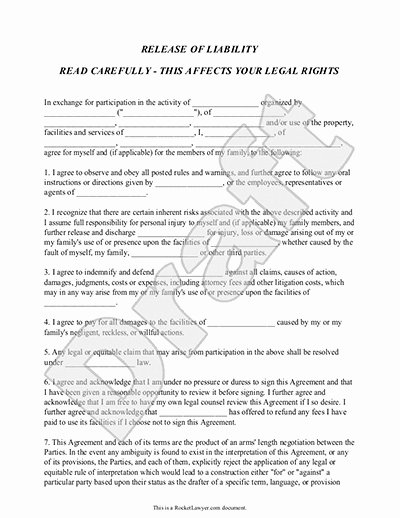 Liability Waiver form Template Free Lovely Free Printable Liability Waiver forms form Generic
