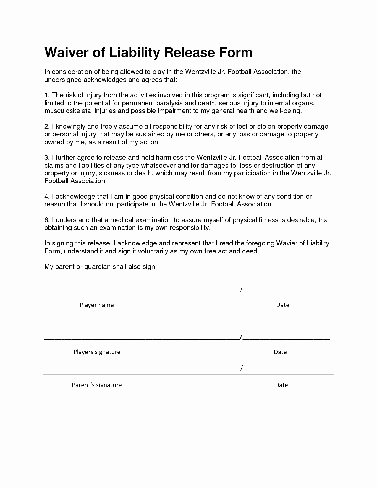 Liability Waiver form Template Free Unique Liability Release form form Trakore Document Templates