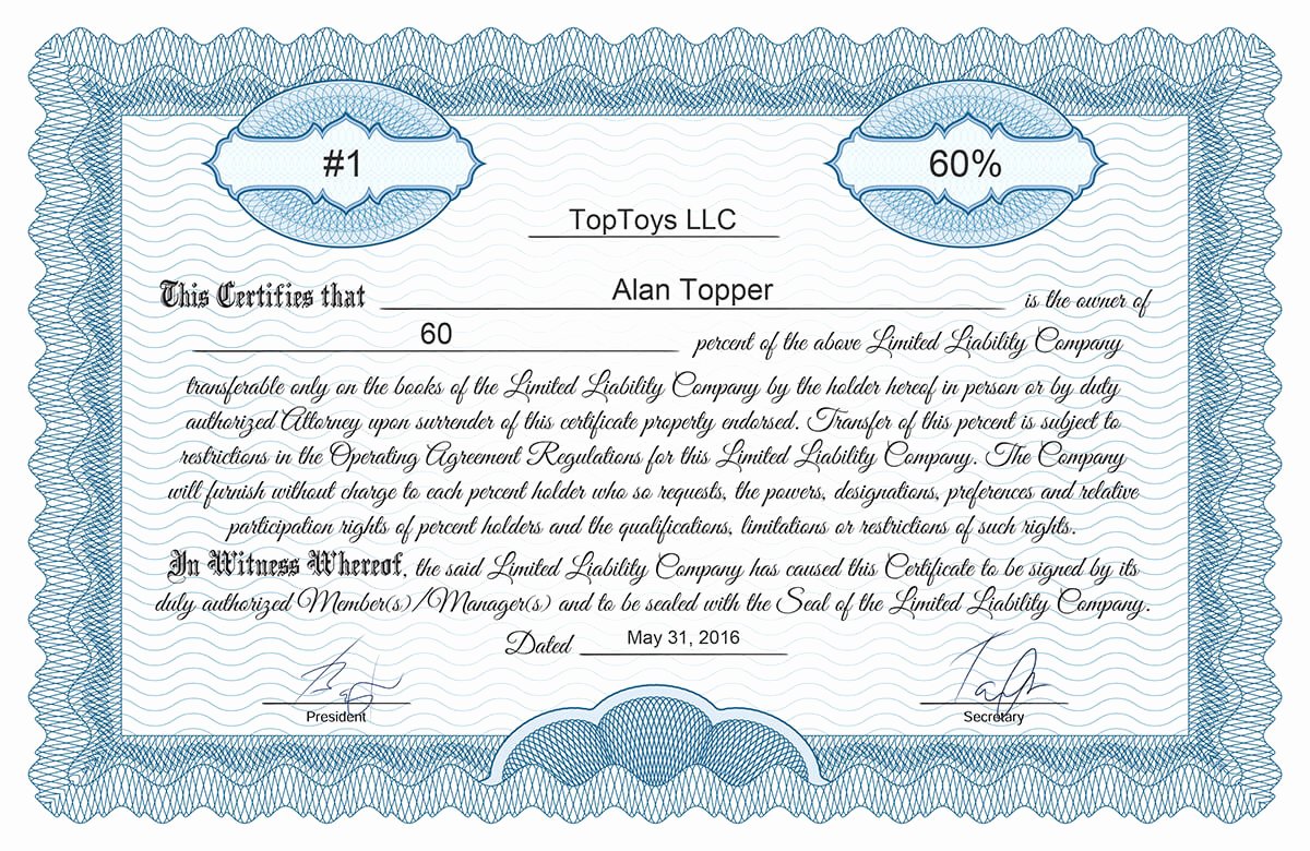 Llc Member Certificate Template Elegant Free Stock Certificate Online Generator