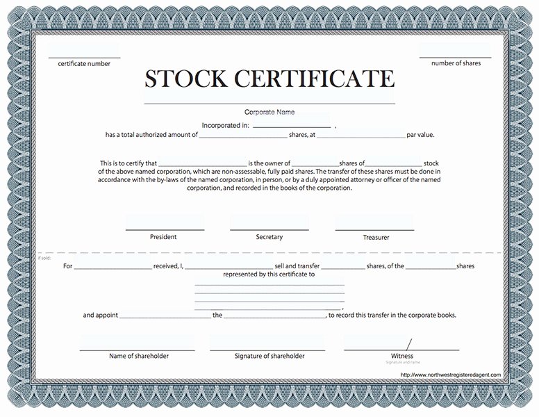 Llc Stock Certificate Template New Free Certificate Of Stock Template Corporate Stock