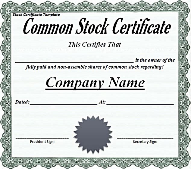 Llc Stock Certificate Template New Stock Certificate Template Free In Word and Pdf