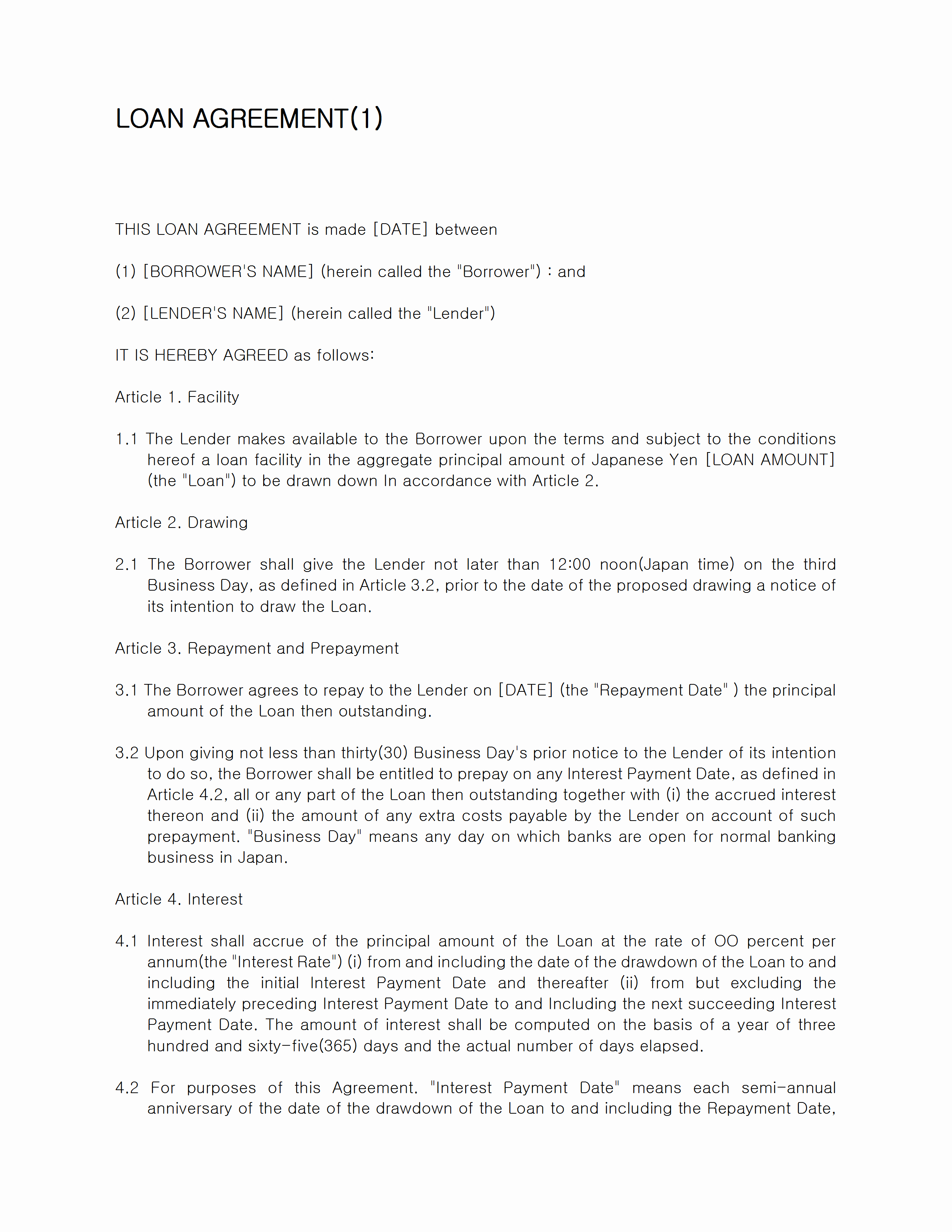 Loan Agreement Template Free Inspirational Loan Contract Template
