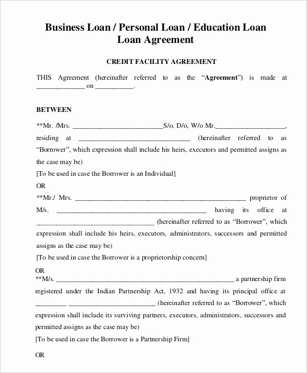 Loan Agreement Template Pdf Best Of Loan Agreement Template 19 Free Word Pdf format