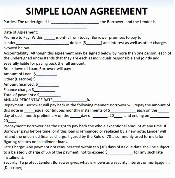 Loan Agreement Template Pdf Inspirational Sample Loan Agreement 10 Free Documents In Pdf Word