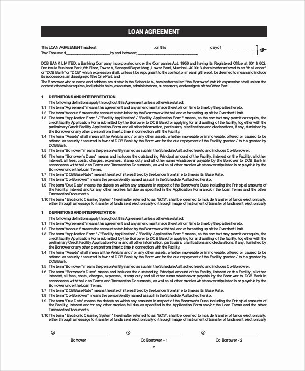 Loan Agreement Template Pdf Lovely 10 Loan Agreement Templates Word Pdf Pages