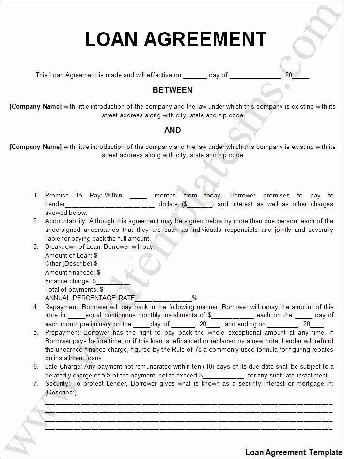 Loan Agreement Template Pdf New Free Printable Personal Loan Agreement form Generic