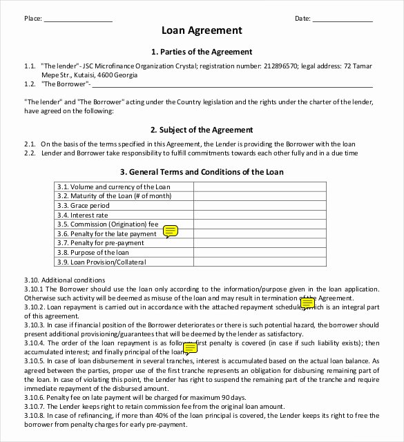 Loan Agreement Template Pdf New Loan Contract Template – 20 Examples In Word Pdf