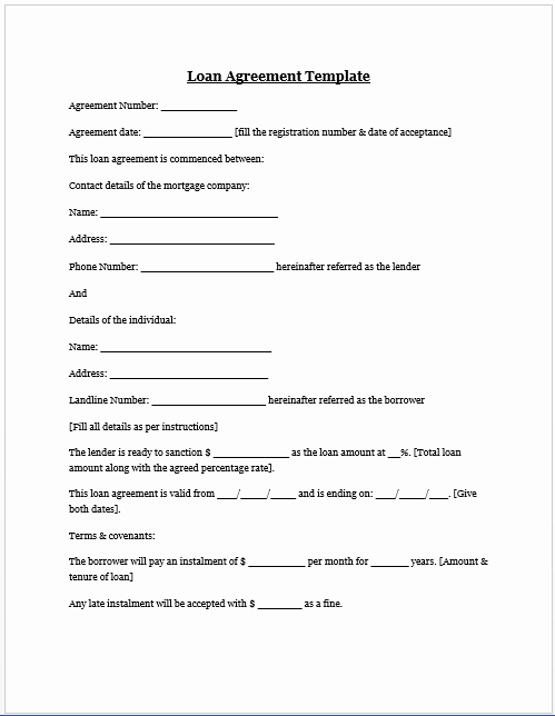 Loan Contract Template Free Fresh Free Printable Personal Loan Agreement form Generic