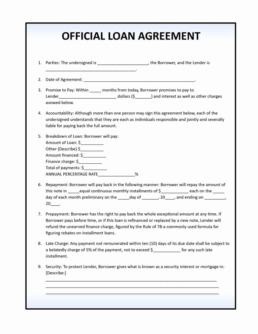 Loan Document Template Free Best Of 40 Free Loan Agreement Templates [word &amp; Pdf] Template Lab