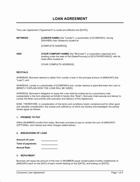 Loan Document Template Free Best Of Free Printable Loan Template form Generic