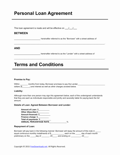 Loan Repayment Document Template Best Of Personal Loan Agreement Template