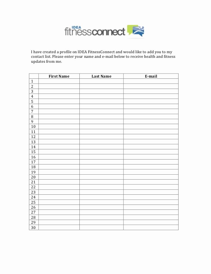Mailing List Signup Template Beautiful Signup Sheet for E Fitness Newsletter