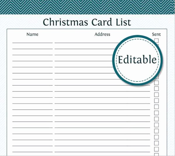 Mailing List Template Word Beautiful Christmas Card Mailing List Template