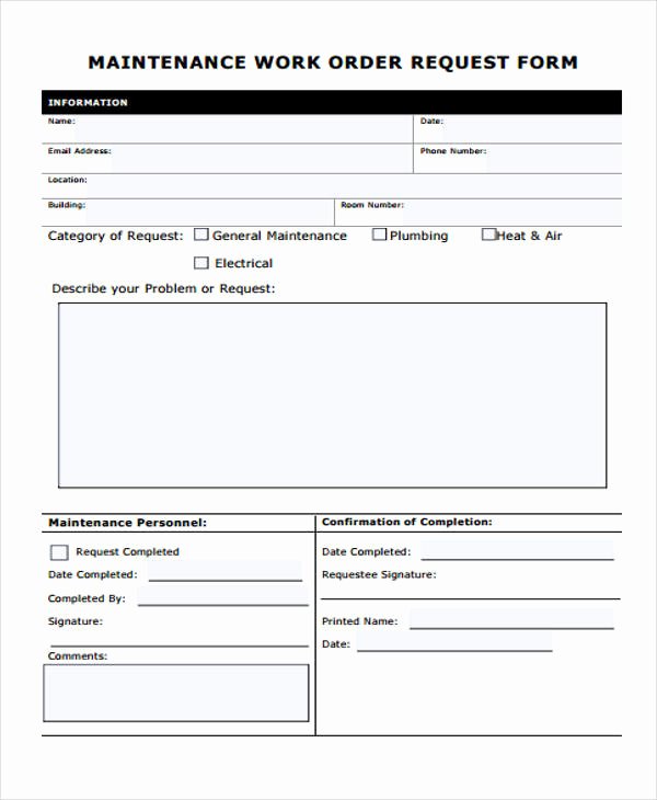 Maintenance Request form Template Beautiful 22 Work order form Template