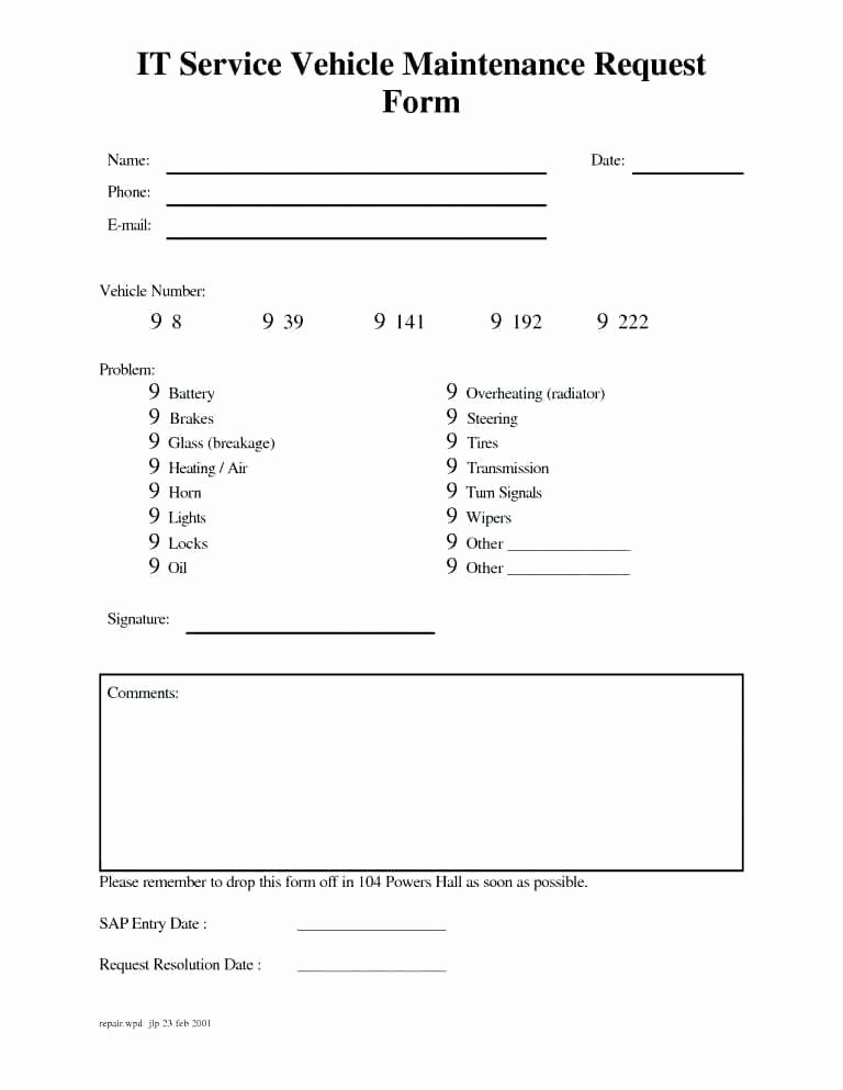 Maintenance Request form Template Best Of Request form Template Word Service Request form Template