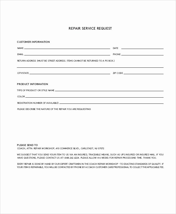 Maintenance Request form Template Elegant Sample Service Request form 11 Examples In Word Pdf