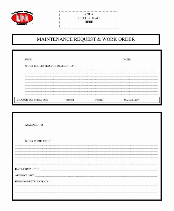 Maintenance Request form Template Lovely 13 order Template Free Sample Example format