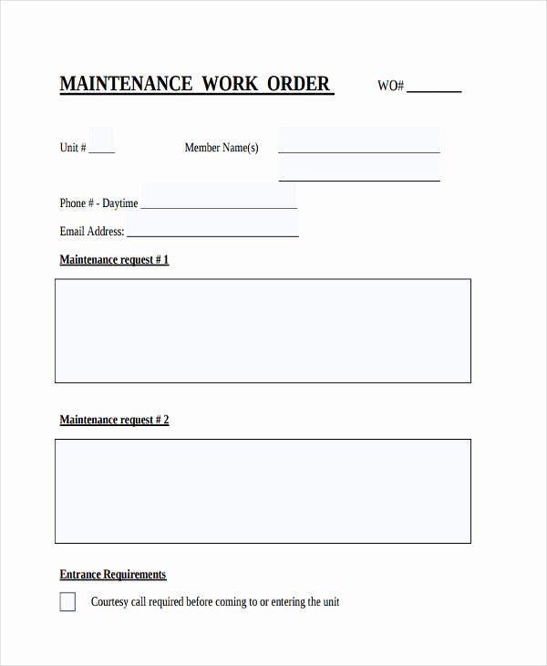 Maintenance Work order Template Beautiful 17 Work order formats