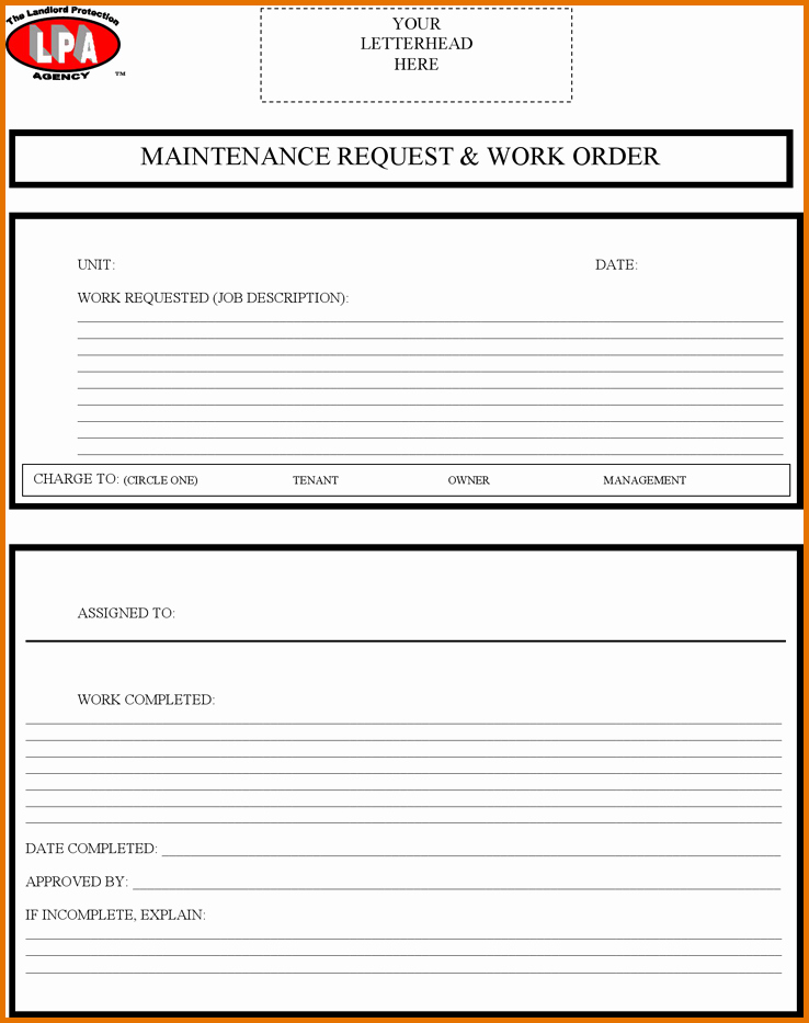 Maintenance Work order Template Best Of 8 Maintenance Work order Templatereference Letters Words