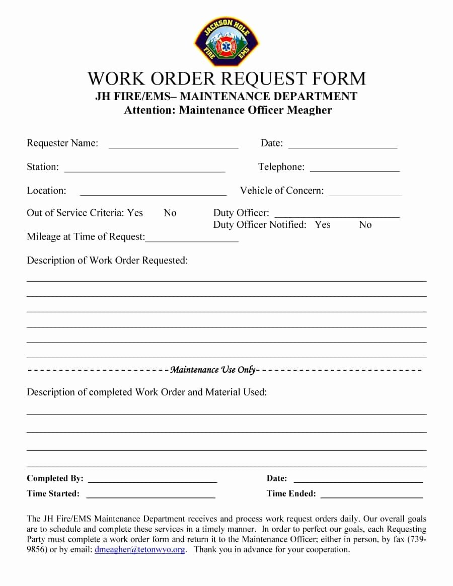 Maintenance Work order Template Best Of Printable Maintenance Work order forms