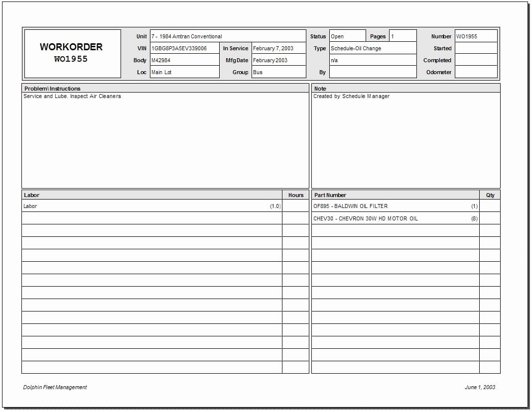 Maintenance Work order Template Excel Elegant 5 Work order Templates formats Examples In Word Excel