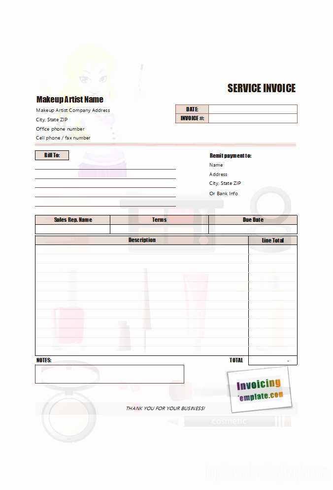 Makeup Artist Invoice Template Beautiful Invoice Template for Word