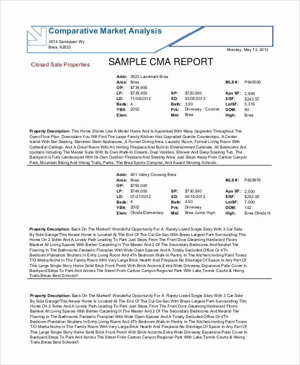 Market Analysis Report Template Awesome 9 Parative Market Analysis Samples