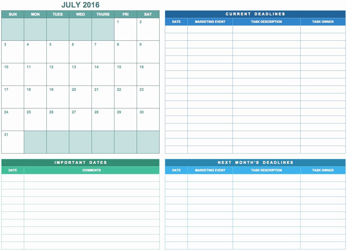 Marketing Calendar Template 2017 New 9 Free Marketing Calendar Templates for Excel Smartsheet