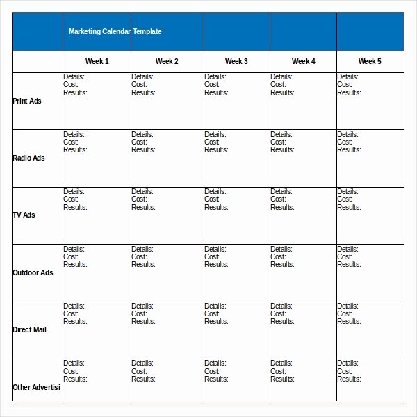 Marketing Calendar Template Excel Elegant Marketing Calendar Template 3 Free Excel Documents