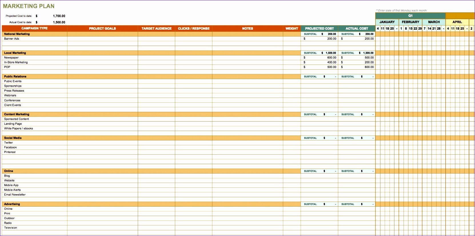 Marketing Calendar Template Excel Fresh 6 Marketing Calendar Template Excel Exceltemplates