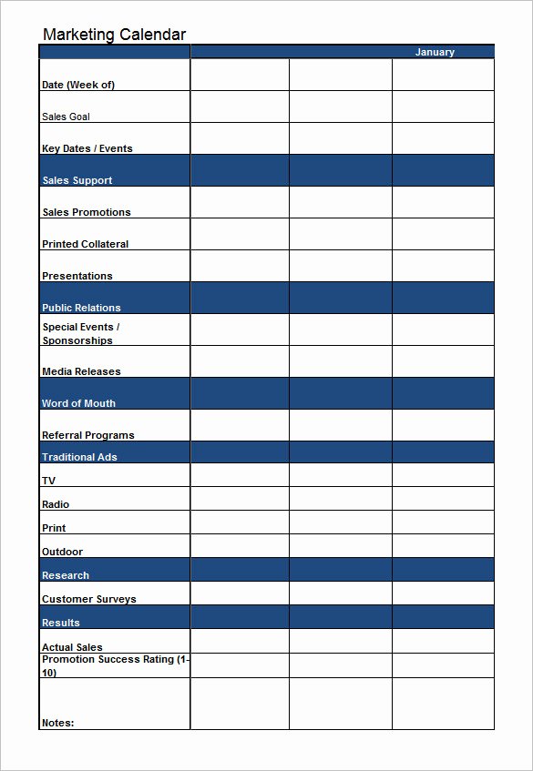 Marketing Calendar Template Excel Inspirational 40 Microsoft Calendar Templates Free Word Excel