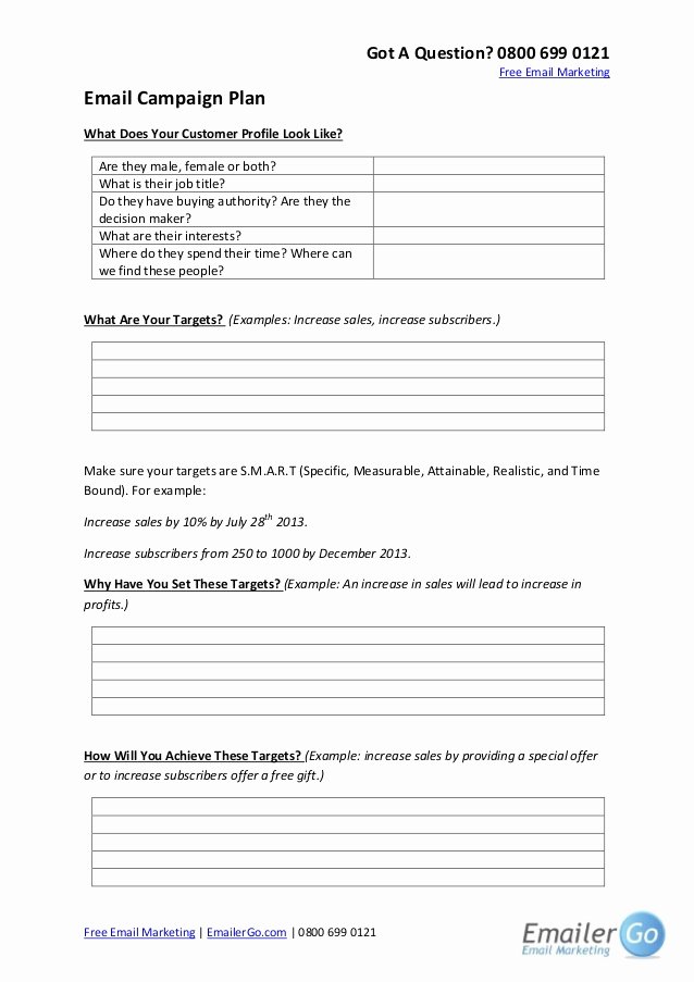 Marketing Campaign Plan Template New Email Marketing Campaign Plan Template