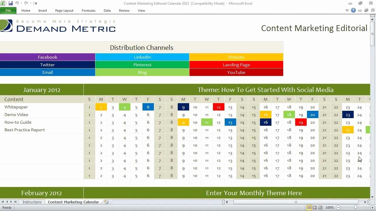 Marketing Content Calendar Template Fresh Content Marketing Editorial Calendar