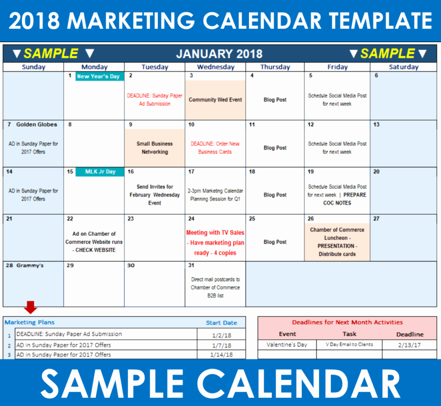 Marketing Content Calendar Template Inspirational 2018 Marketing Calendar Template In Excel Free Download