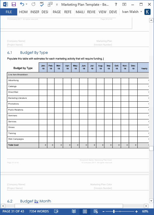 Marketing Plan Template Excel New Marketing Plan Template – 40 Page Ms Word Template and 10