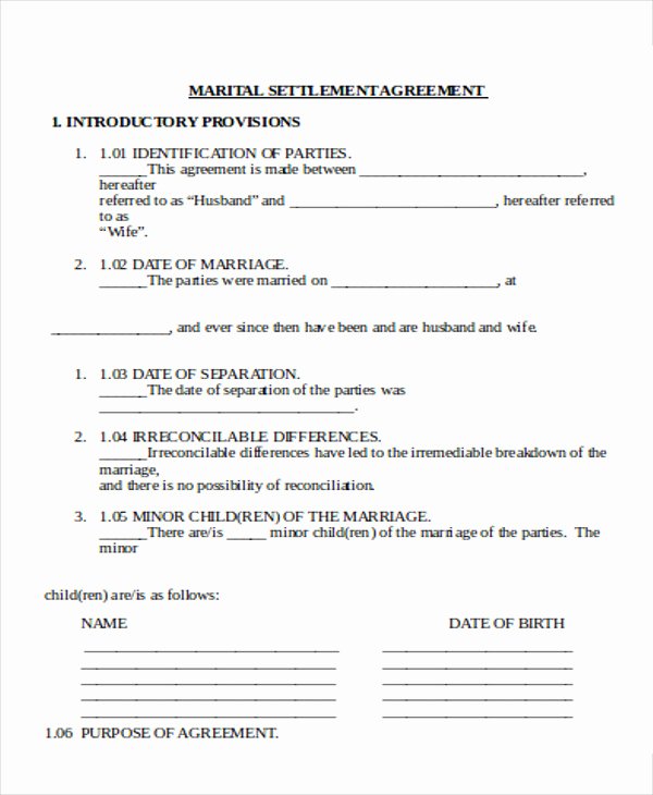 Marriage Settlement Agreement Template Lovely 8 Settlement Agreement Samples