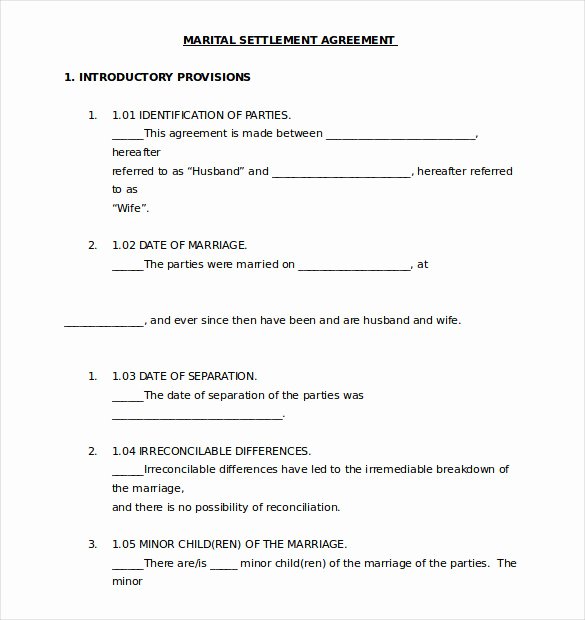 Marriage Settlement Agreement Template Unique Separation Agreement Template – 13 Free Word Pdf