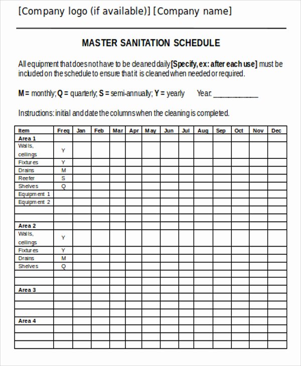 Master Cleaning Schedule Template Best Of Master Schedule Templates 11 Free Samples Examples