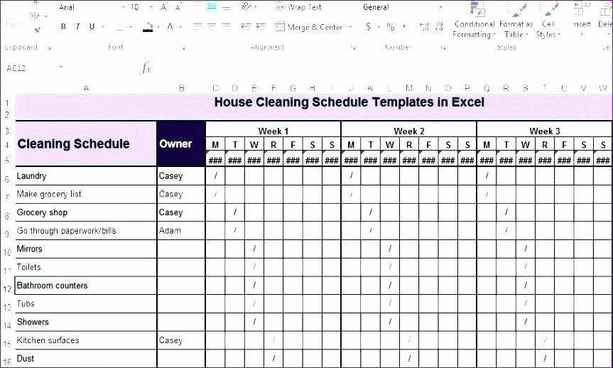 Master Cleaning Schedule Template